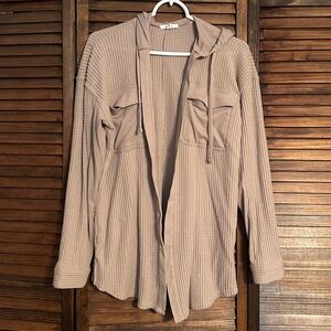 Maurices Blush Waffle Knit Hooded Cardigan